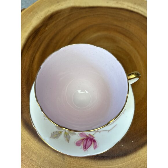 Old Royal Bone China Teacup & Saucer Set Pink Floral Gold Trim England - Picture 15 of 16